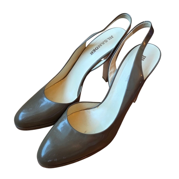 Jil Sander Patent Leather Slingback High Heels Pumps Olive Green Shoes EU 40.5 - Picture 4 of 14